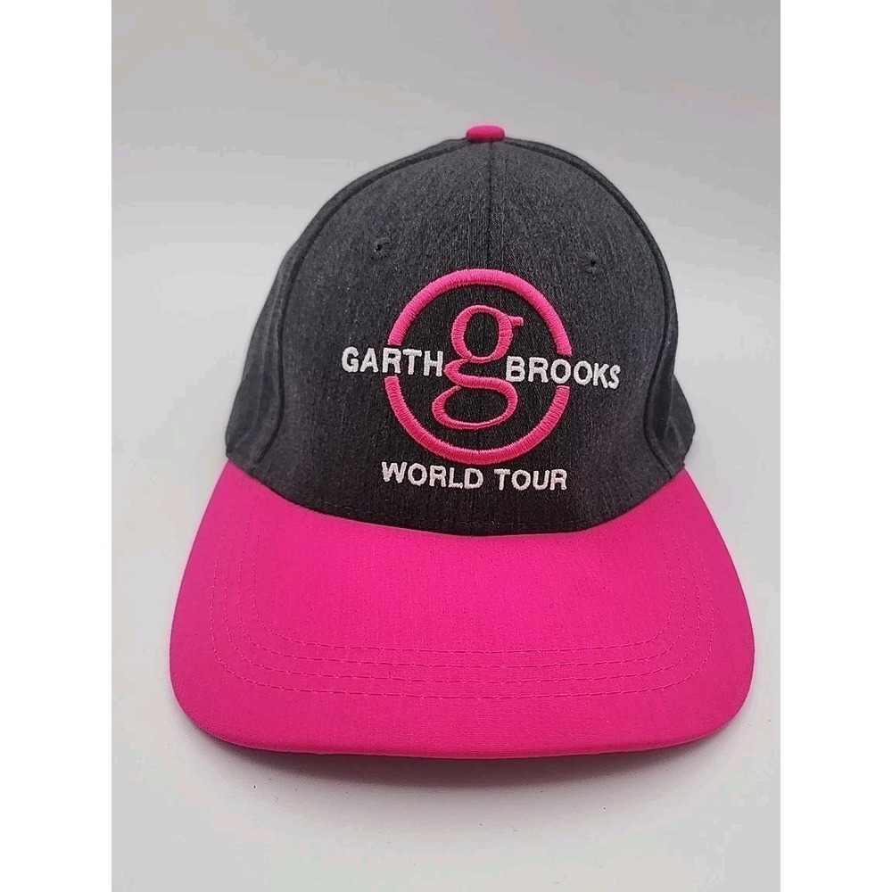 Garth Brooks World Tour Hat Cap Pink Gray Breast Cancer Awareness Strapback